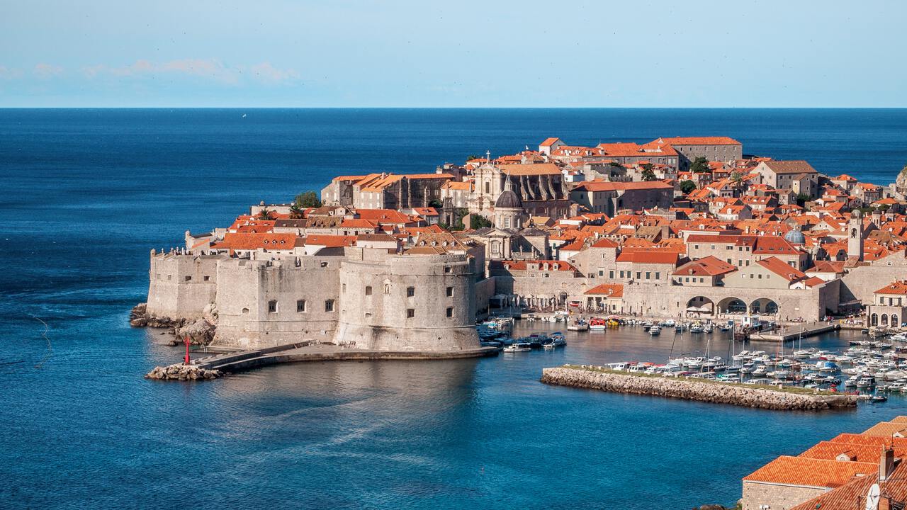 A panoramic view of the old town architecture in Dubrovnik