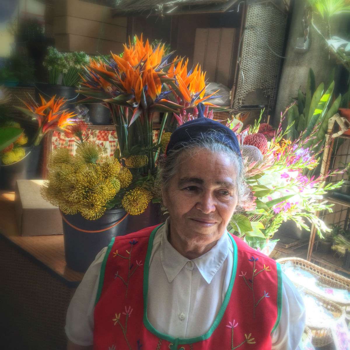 Market in Funchal, Madeira: flower lady