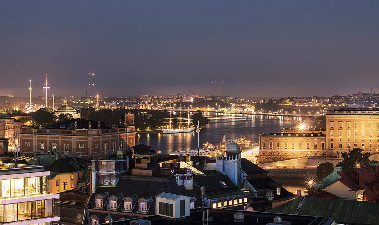 Stockholm by night, as seen from At Six